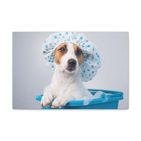 Cute Russel Terrier Bath Canvas Wall Art for Home Decor Ready-to-Hang